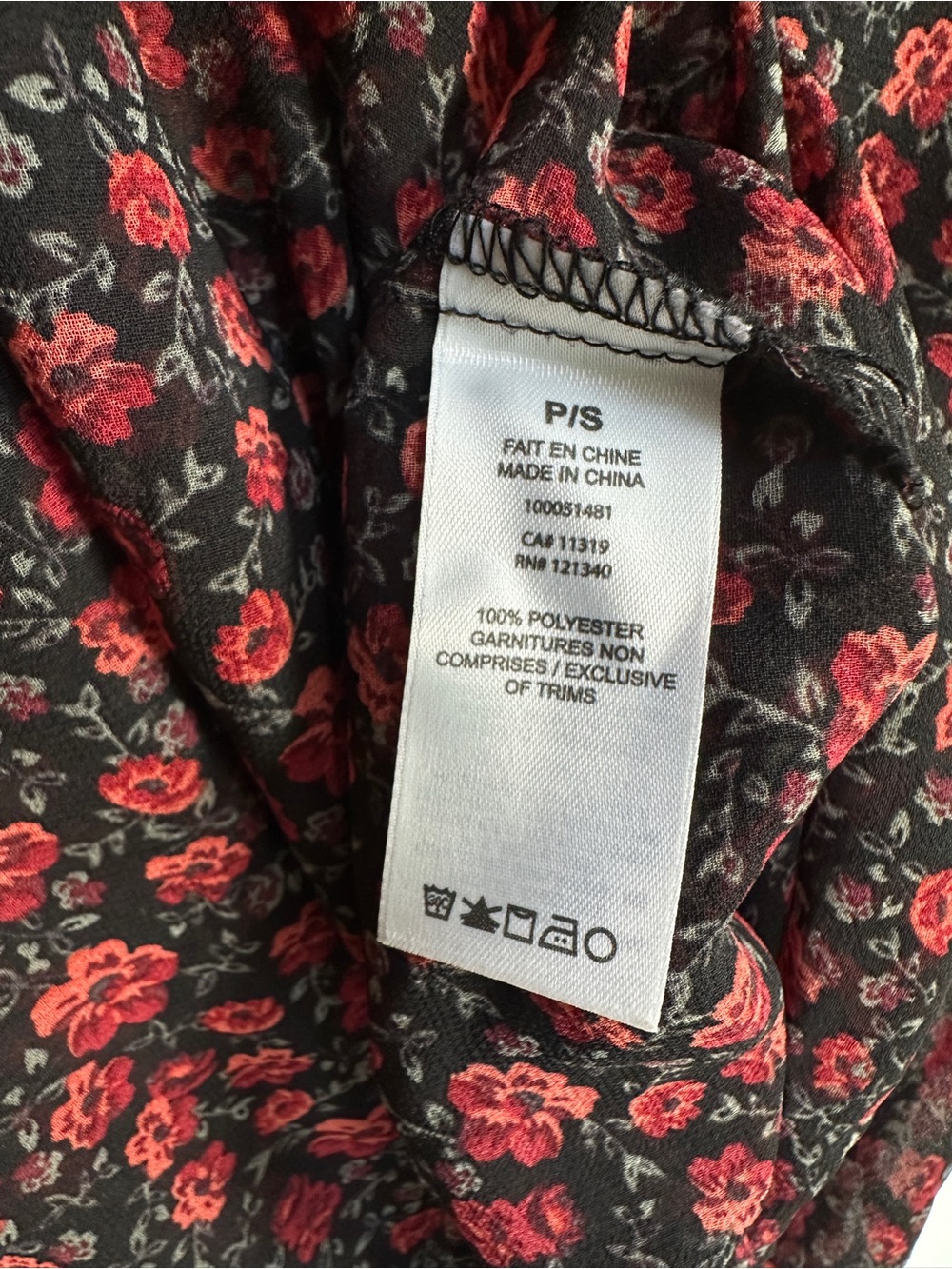 Dynamite Sheer Floral Blouse Black Red High Neck Long Sleeve Size S Whimsigoth - Picture 4 of 6